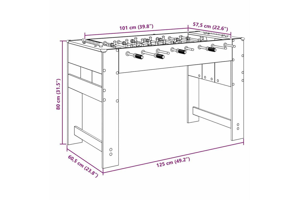 Vidaxl Foosball Table Smoked Oak 125 X 60.5 X 80 Cm Engineered Wood-10