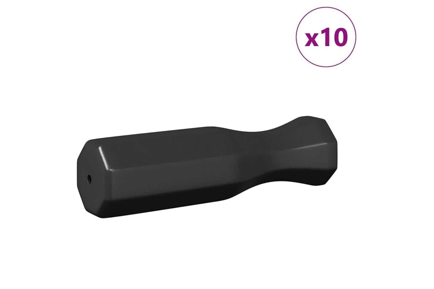 Vidaxl Football Table Handles 10 Pcs Black 3.1 X 3.1 X 17.8 Cm Plastic-3
