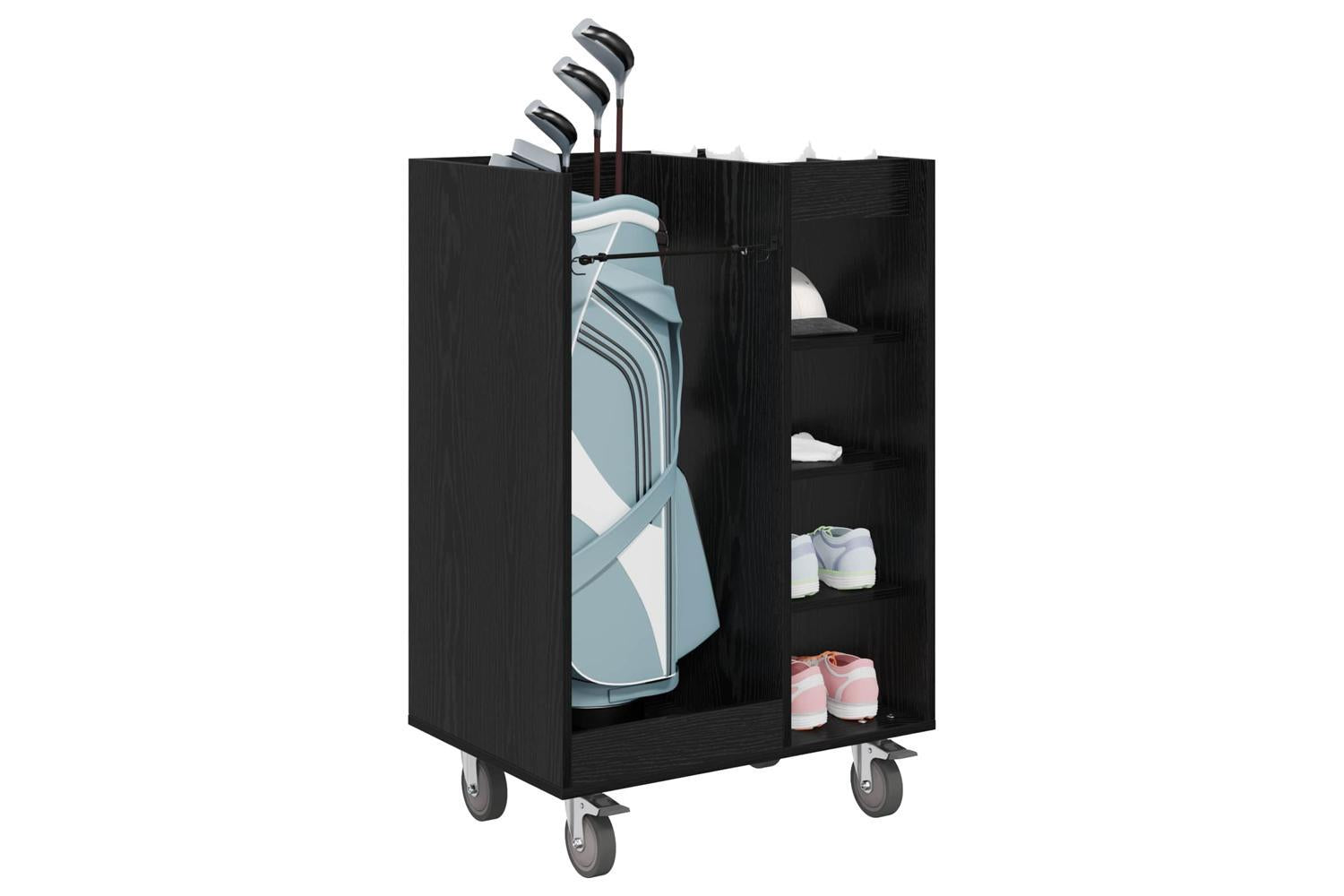 Vidaxl Golf Cabinet With Wheel Plain Black Oak 65 X 45 X 98 Cm-3