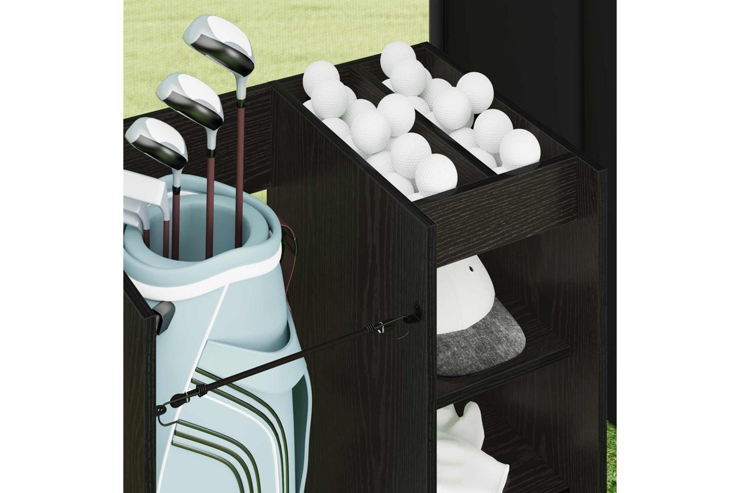 Vidaxl Golf Cabinet With Wheel Plain Black Oak 65 X 45 X 98 Cm-5