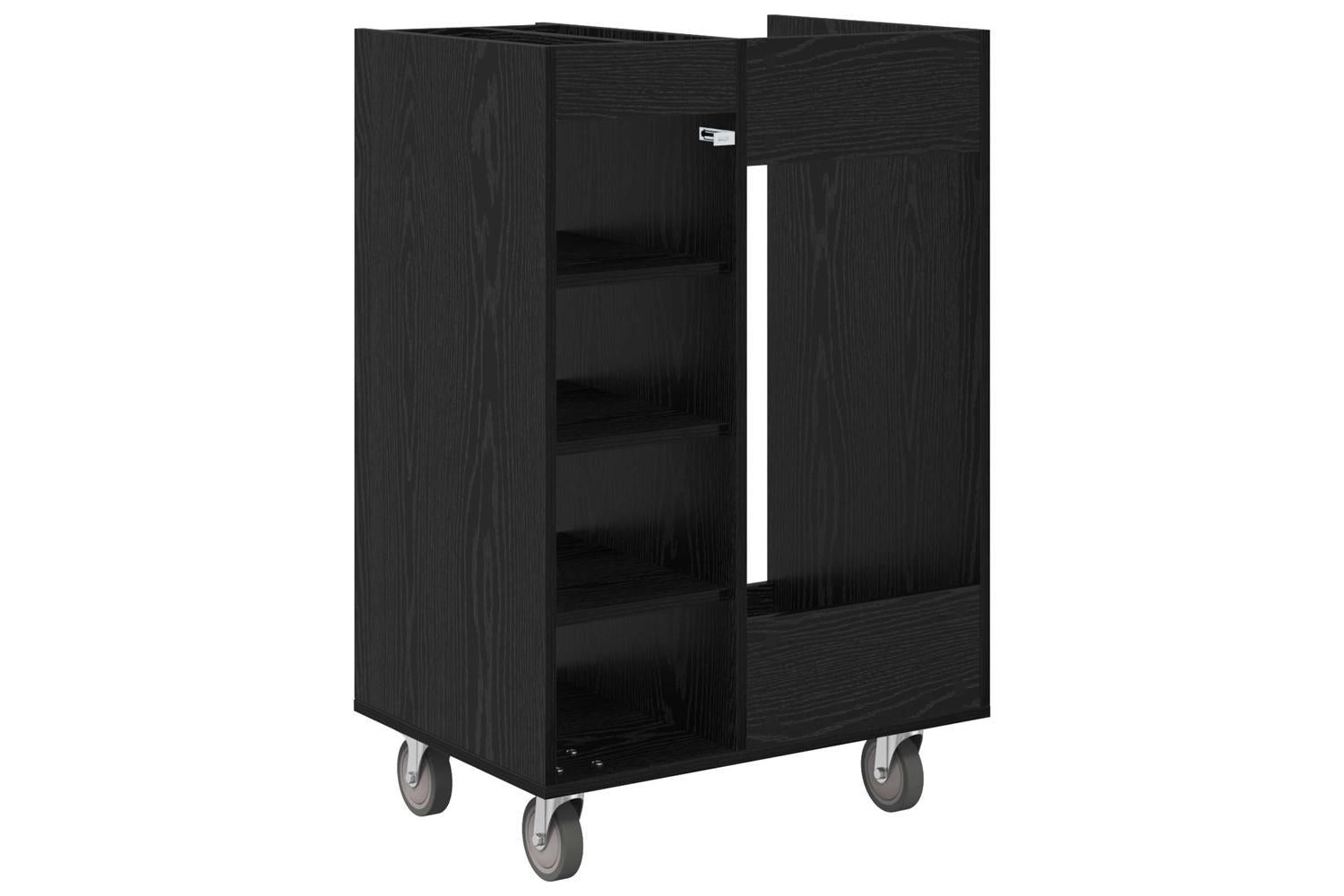 Vidaxl Golf Cabinet With Wheel Plain Black Oak 65 X 45 X 98 Cm-8