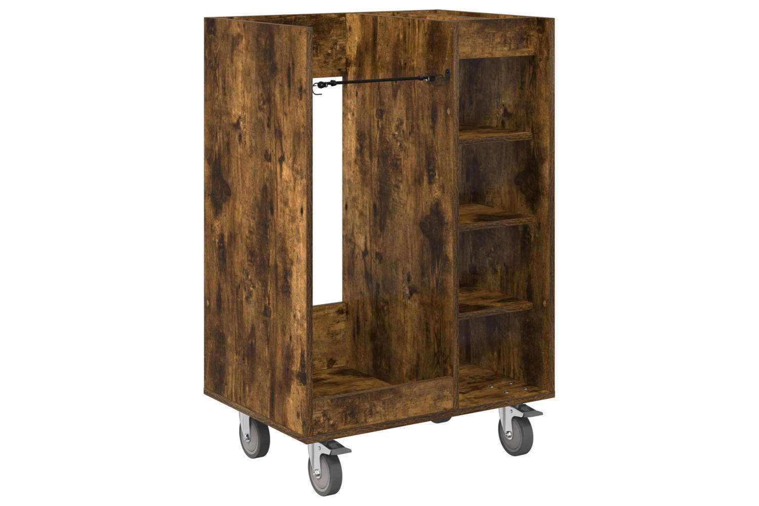 Vidaxl Golf Cabinet With Wheel Plain Smoked Oak 65 X 45 X 98 Cm