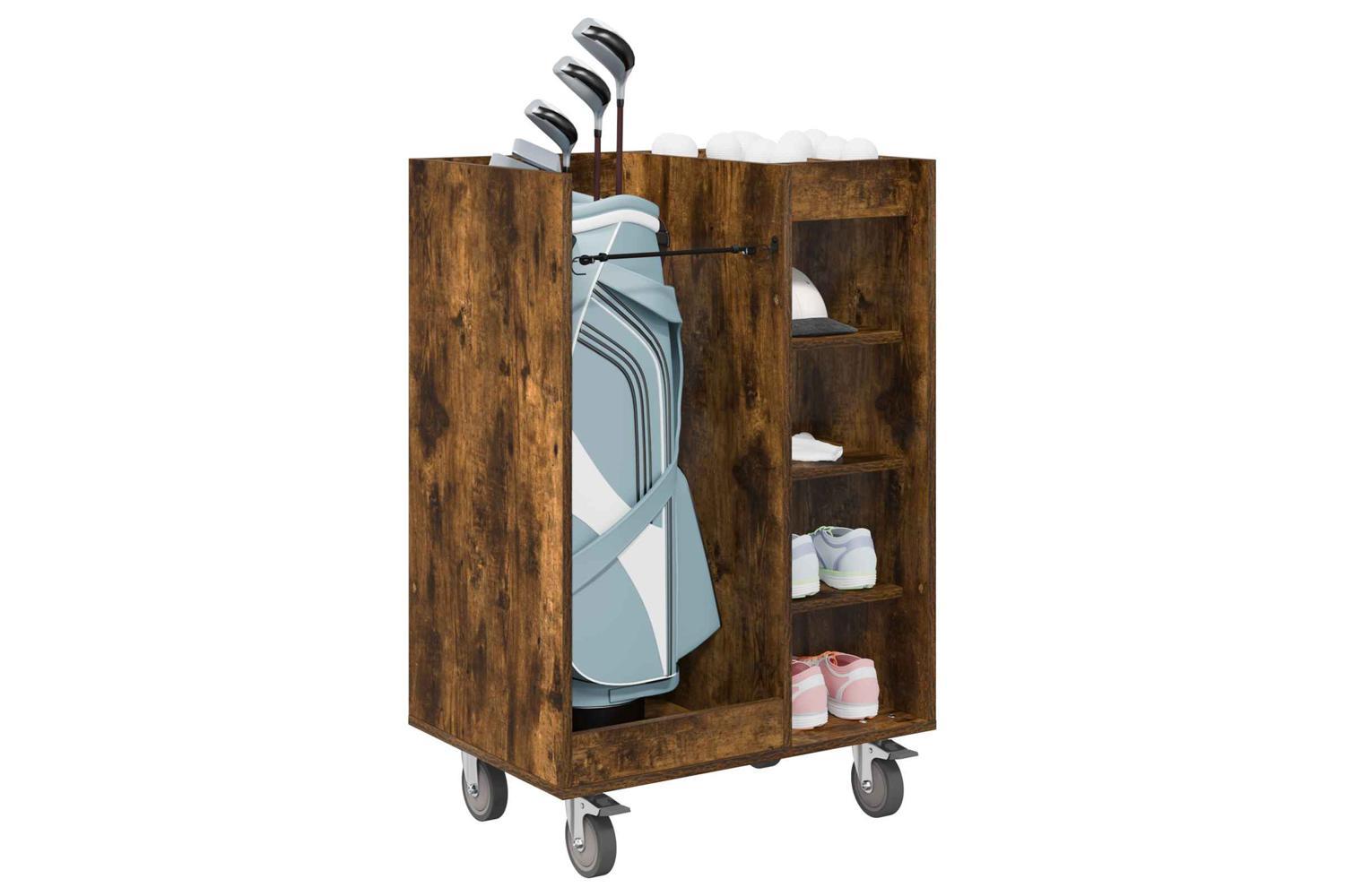 Vidaxl Golf Cabinet With Wheel Plain Smoked Oak 65 X 45 X 98 Cm-3