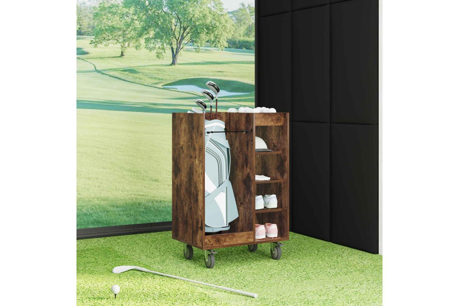 Vidaxl Golf Cabinet With Wheel Plain Smoked Oak 65 X 45 X 98 Cm-4