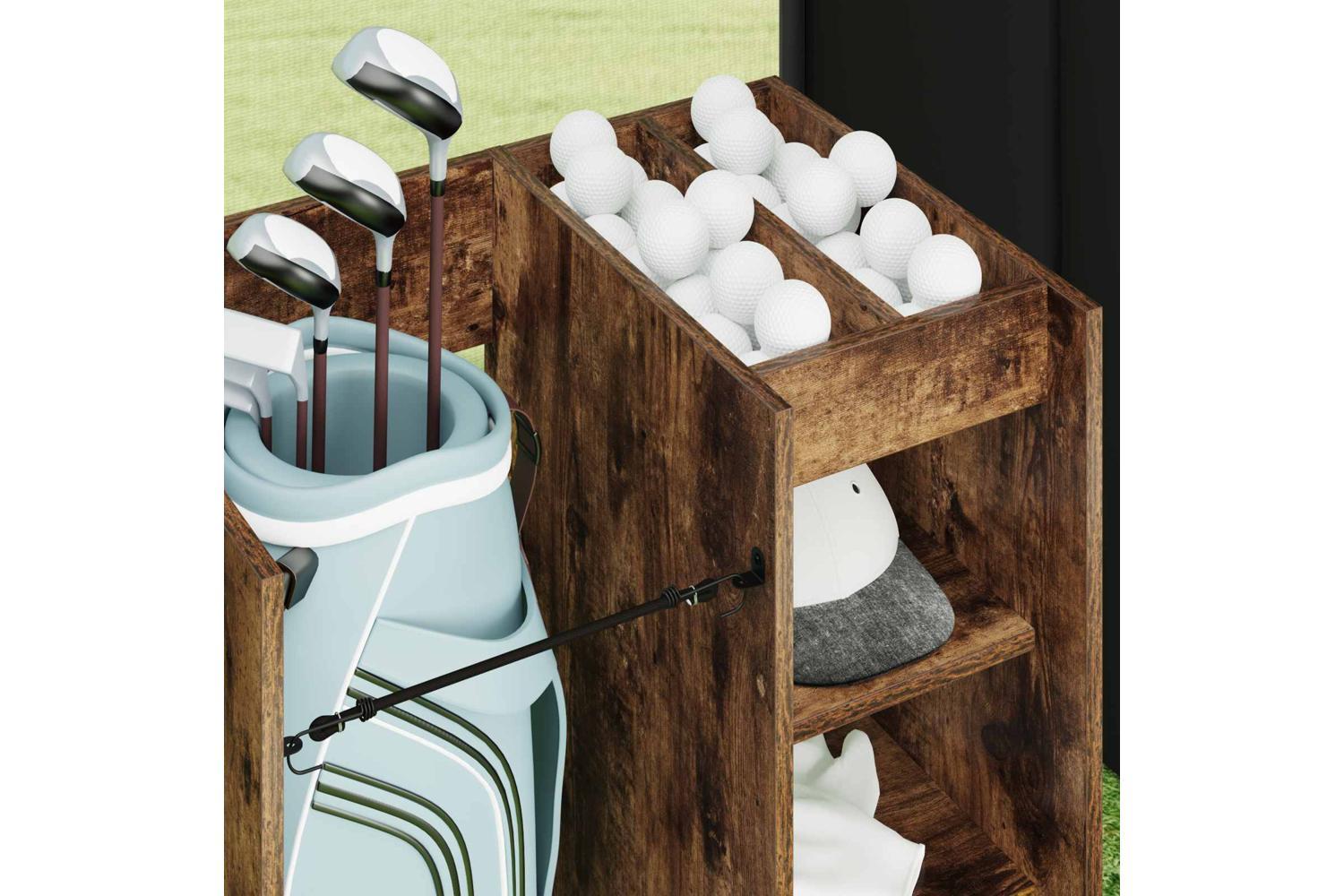Vidaxl Golf Cabinet With Wheel Plain Smoked Oak 65 X 45 X 98 Cm-5