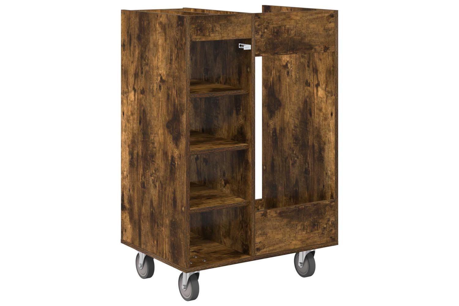 Vidaxl Golf Cabinet With Wheel Plain Smoked Oak 65 X 45 X 98 Cm-8