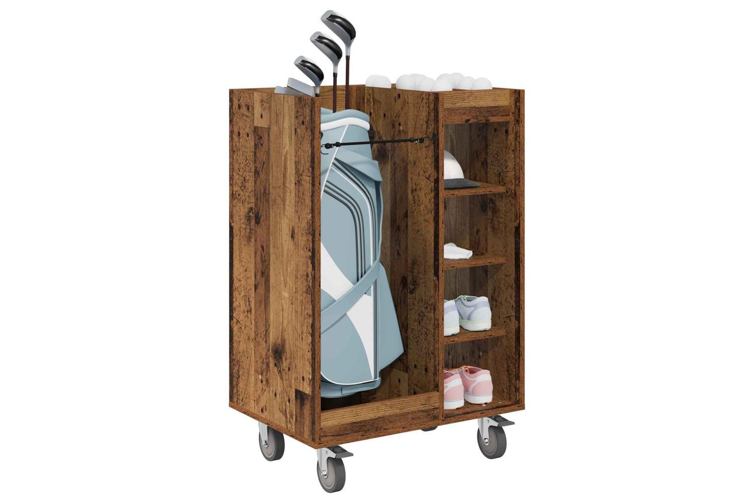 Vidaxl Golf Cabinet With Wheel Plain Old Wood 65 X 45 X 98 Cm-3