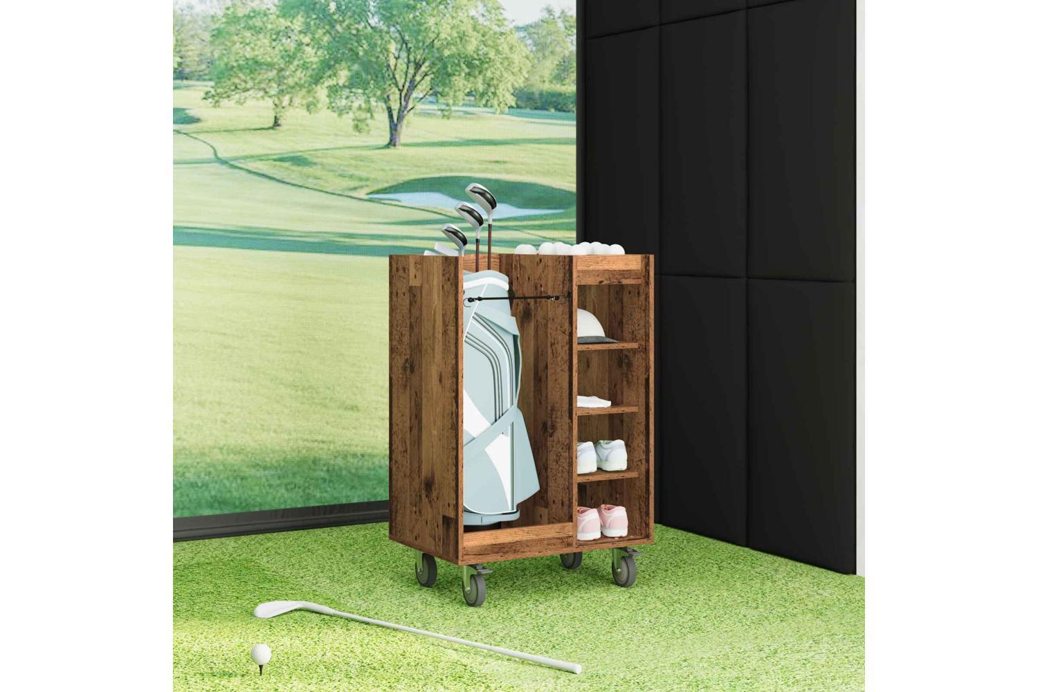 Vidaxl Golf Cabinet With Wheel Plain Old Wood 65 X 45 X 98 Cm-4