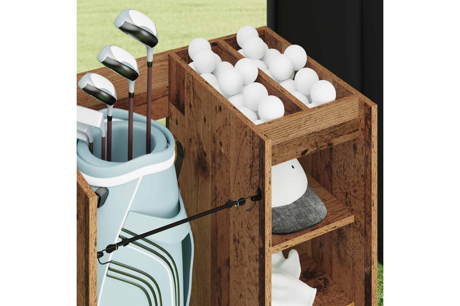 Vidaxl Golf Cabinet With Wheel Plain Old Wood 65 X 45 X 98 Cm-5
