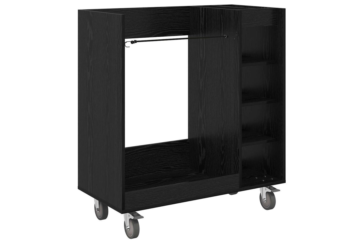 Vidaxl Golf Cabinet With Wheel Plain Black Oak 90 X 45 X 98 Cm