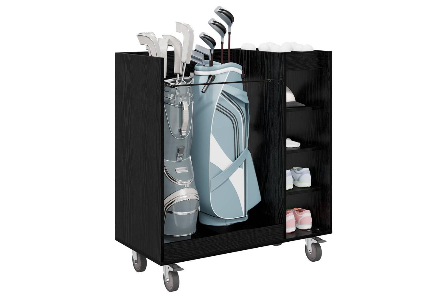 Vidaxl Golf Cabinet With Wheel Plain Black Oak 90 X 45 X 98 Cm-3
