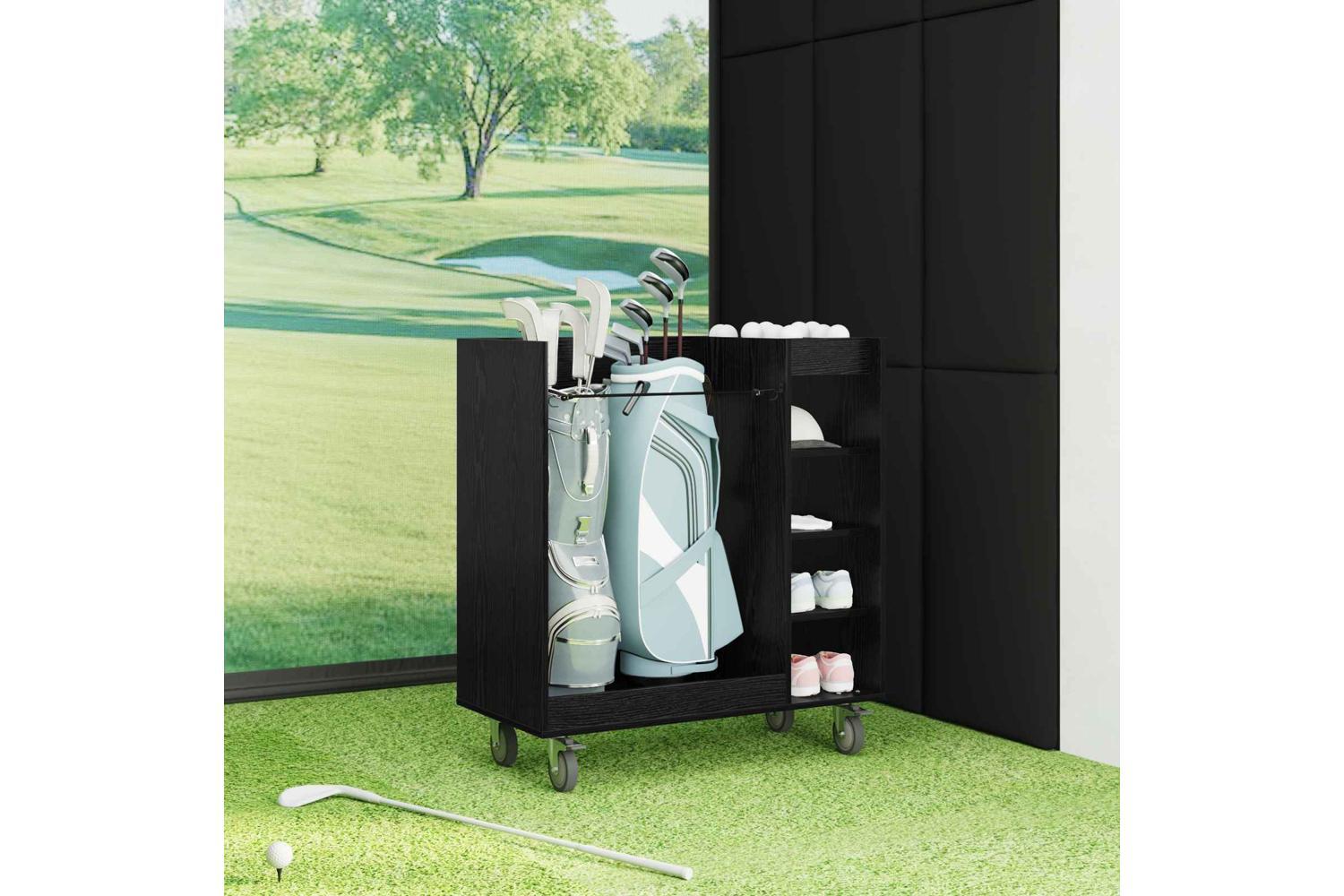 Vidaxl Golf Cabinet With Wheel Plain Black Oak 90 X 45 X 98 Cm-4