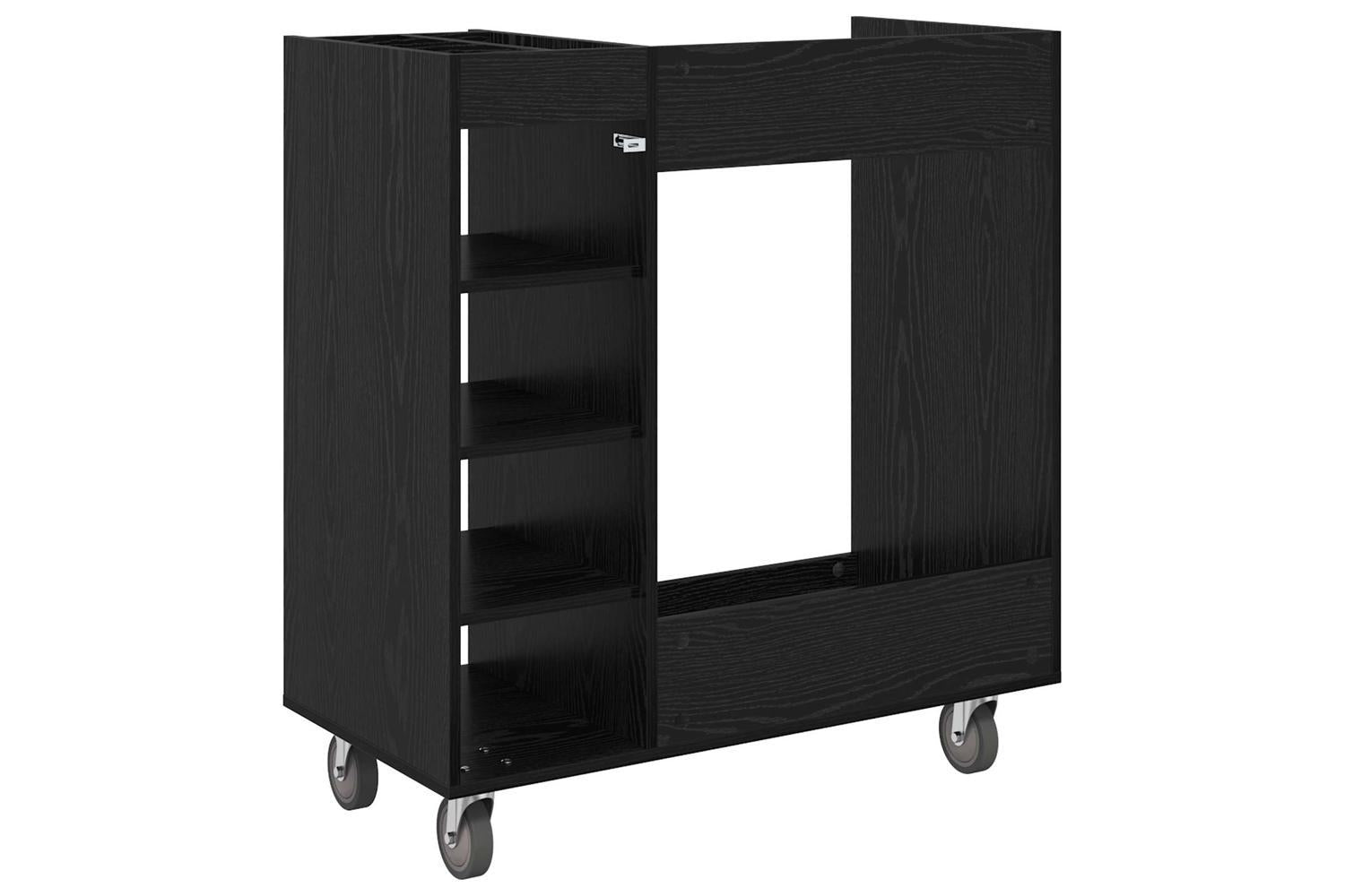 Vidaxl Golf Cabinet With Wheel Plain Black Oak 90 X 45 X 98 Cm-8