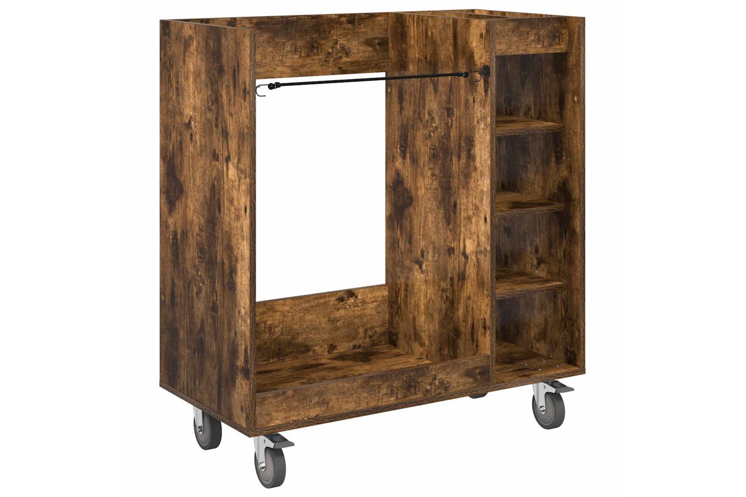 Vidaxl Golf Cabinet With Wheel Plain Smoked Oak 90 X 45 X 98 Cm