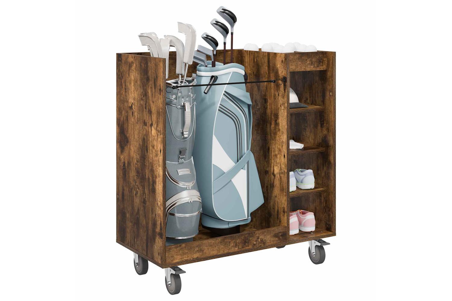 Vidaxl Golf Cabinet With Wheel Plain Smoked Oak 90 X 45 X 98 Cm-3