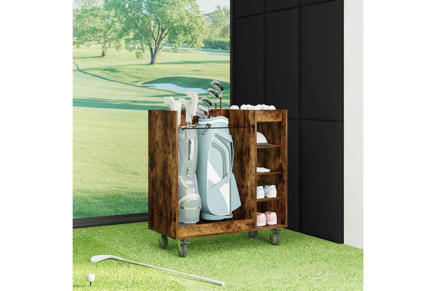 Vidaxl Golf Cabinet With Wheel Plain Smoked Oak 90 X 45 X 98 Cm-4
