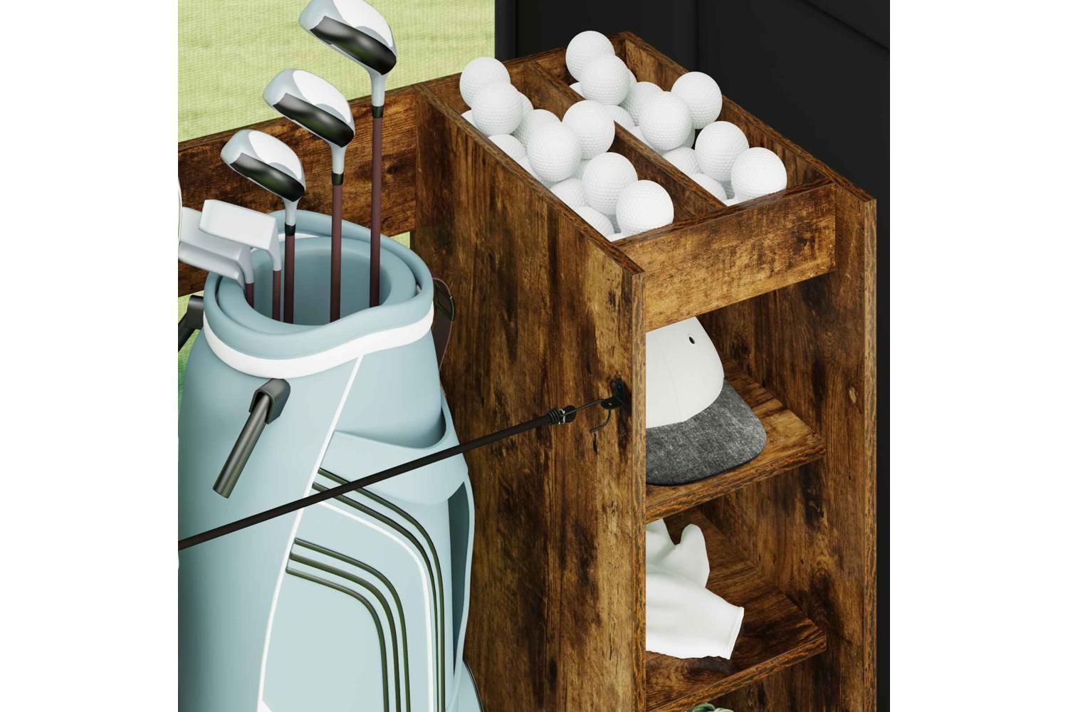 Vidaxl Golf Cabinet With Wheel Plain Smoked Oak 90 X 45 X 98 Cm-5