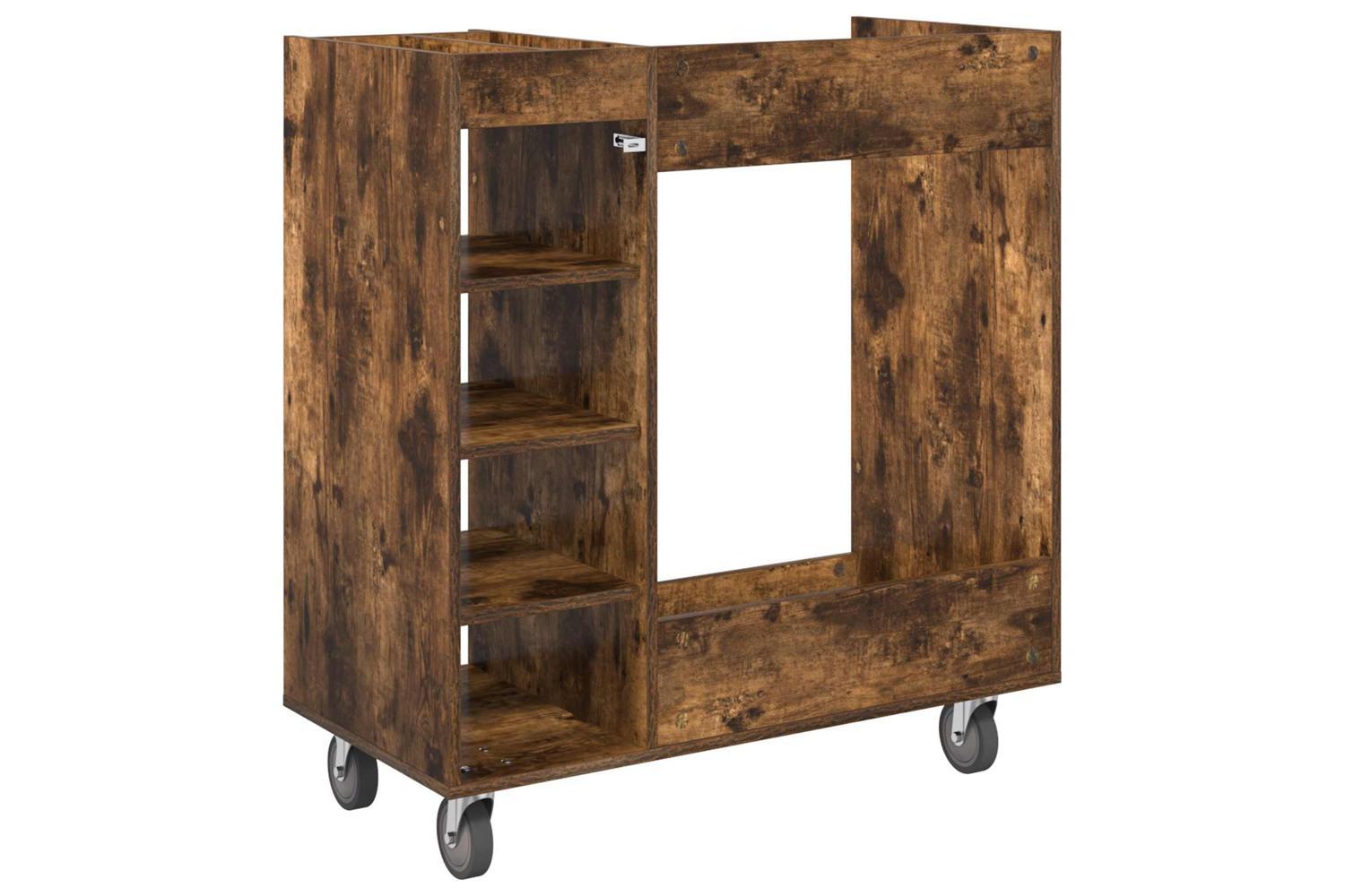Vidaxl Golf Cabinet With Wheel Plain Smoked Oak 90 X 45 X 98 Cm-8