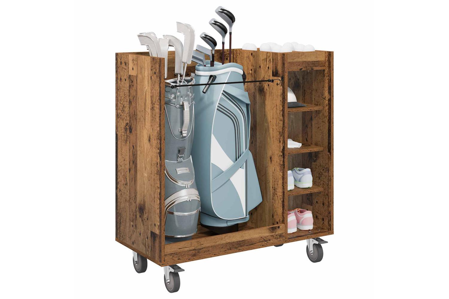 Vidaxl Golf Cabinet With Wheel Plain Old Wood 90 X 45 X 98 Cm-3