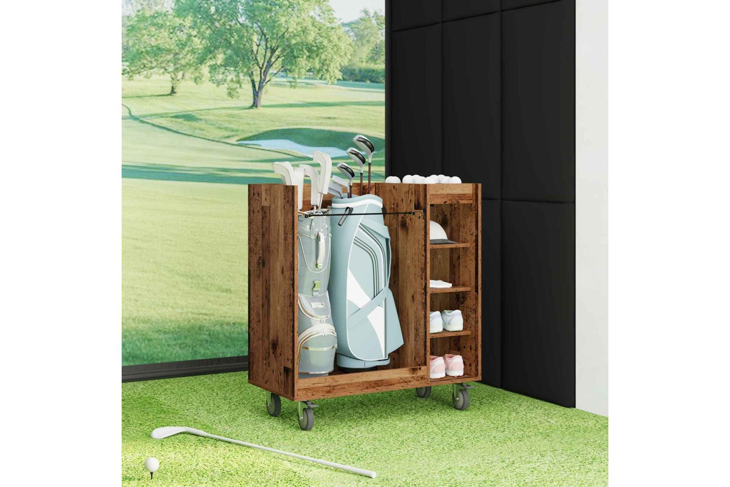 Vidaxl Golf Cabinet With Wheel Plain Old Wood 90 X 45 X 98 Cm-4