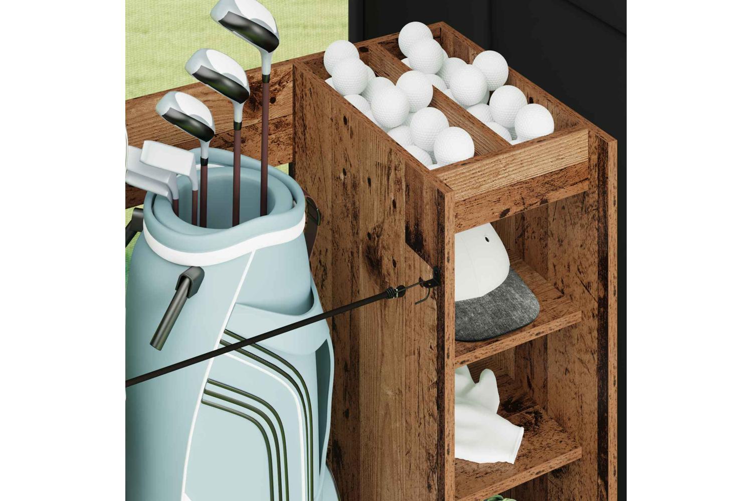 Vidaxl Golf Cabinet With Wheel Plain Old Wood 90 X 45 X 98 Cm-5