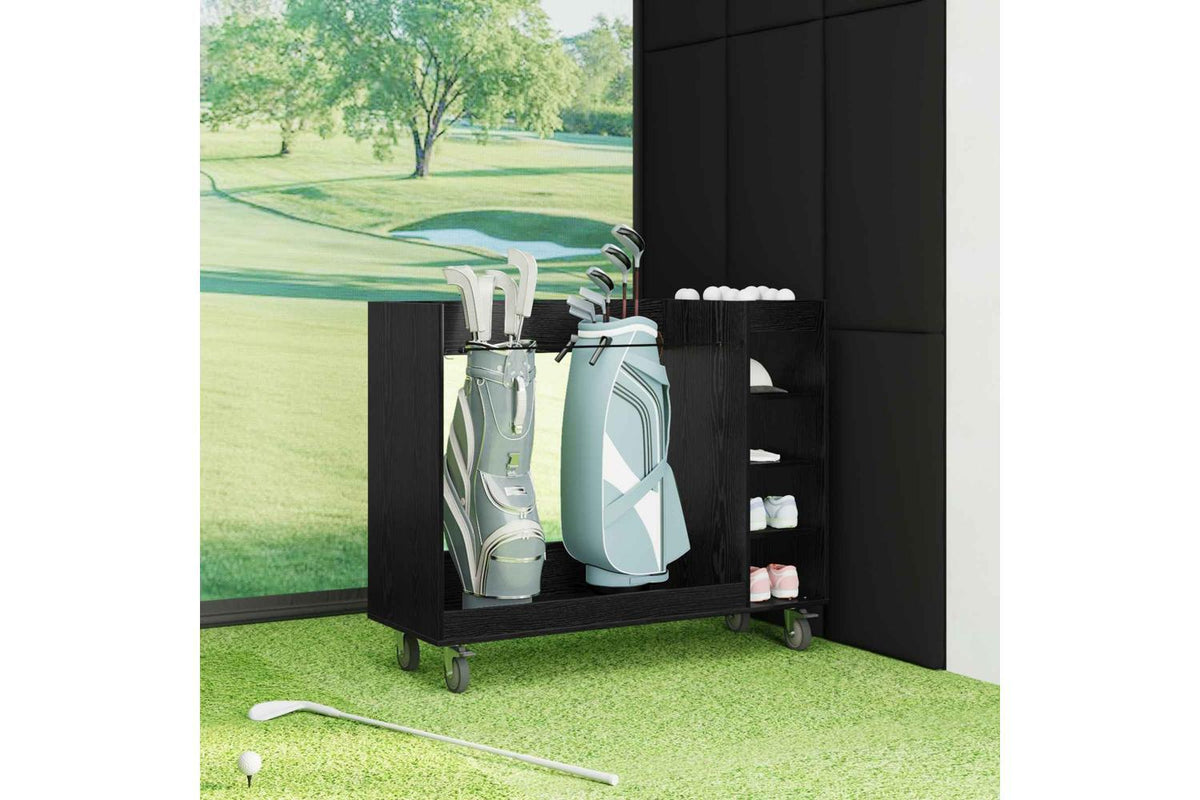 Vidaxl Golf Cabinet With Wheel Plain Black Oak 120 X 45 X 98 Cm-4