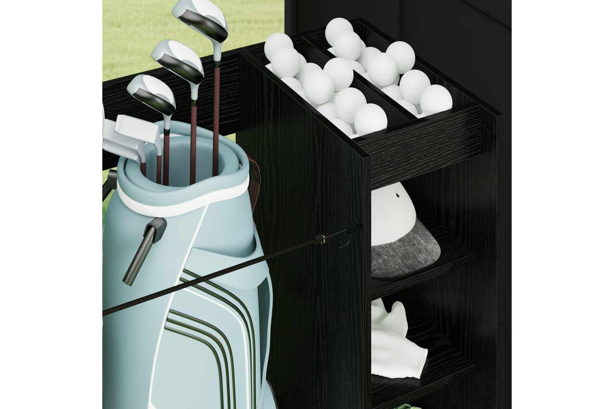 Vidaxl Golf Cabinet With Wheel Plain Black Oak 120 X 45 X 98 Cm-5