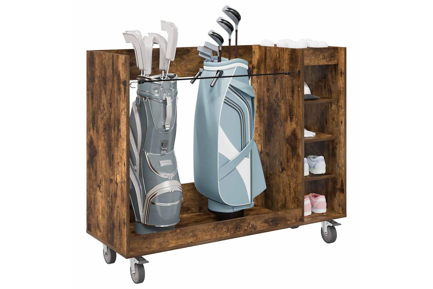 Vidaxl Golf Cabinet With Wheel Plain Smoked Oak 120 X 45 X 98 Cm-3