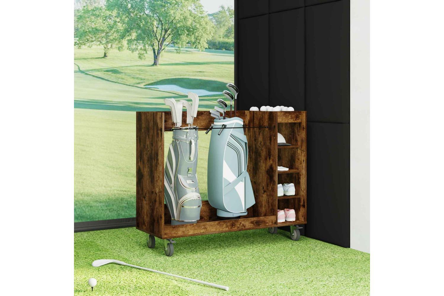 Vidaxl Golf Cabinet With Wheel Plain Smoked Oak 120 X 45 X 98 Cm-4