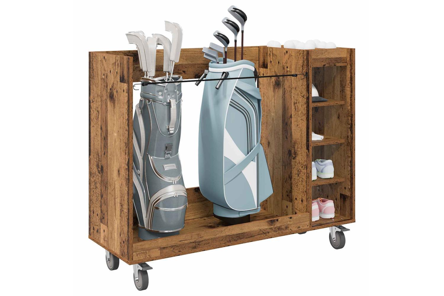 Vidaxl Golf Cabinet With Wheel Plain Old Wood 120 X 45 X 98 Cm-3
