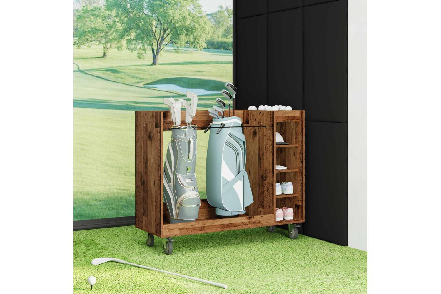 Vidaxl Golf Cabinet With Wheel Plain Old Wood 120 X 45 X 98 Cm-4