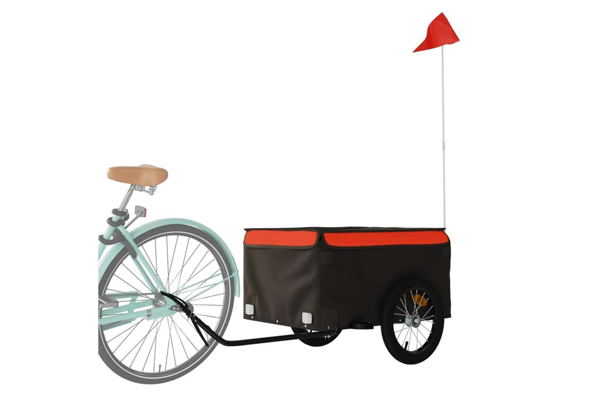 Vidaxl Bike Trailer Black And Orange 45 Kg Iron-3