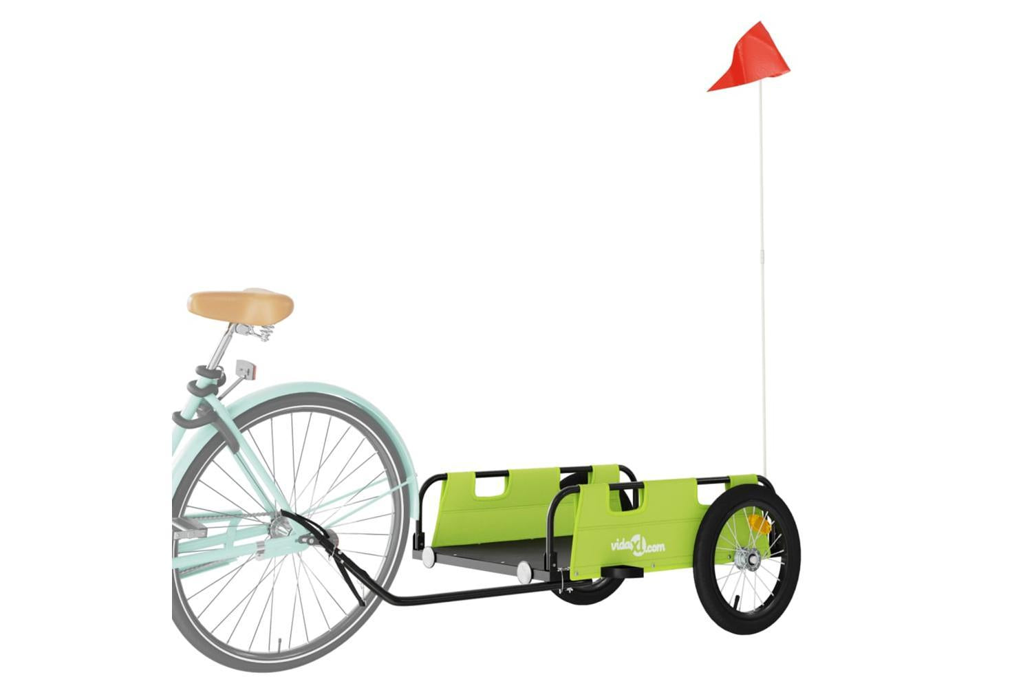 Vidaxl Bike Trailer Green Oxford Fabric And Iron-3