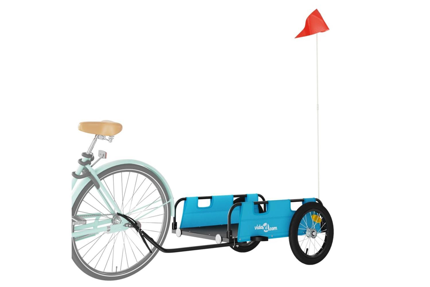 Vidaxl Bike Trailer Blue Oxford Fabric And Iron-3