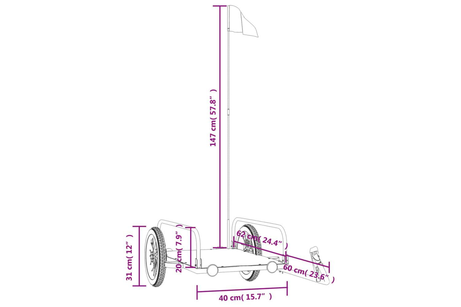 Vidaxl Bike Trailer Black 122x53x31 Cm Iron-10