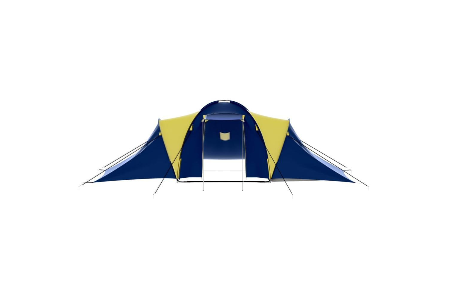 Vidaxl Camping Tent Polyester 9 Persons Blue-yellow-2