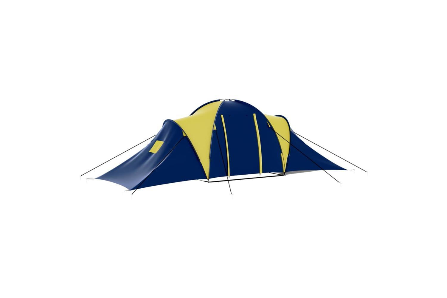 Vidaxl Camping Tent Polyester 9 Persons Blue-yellow-3