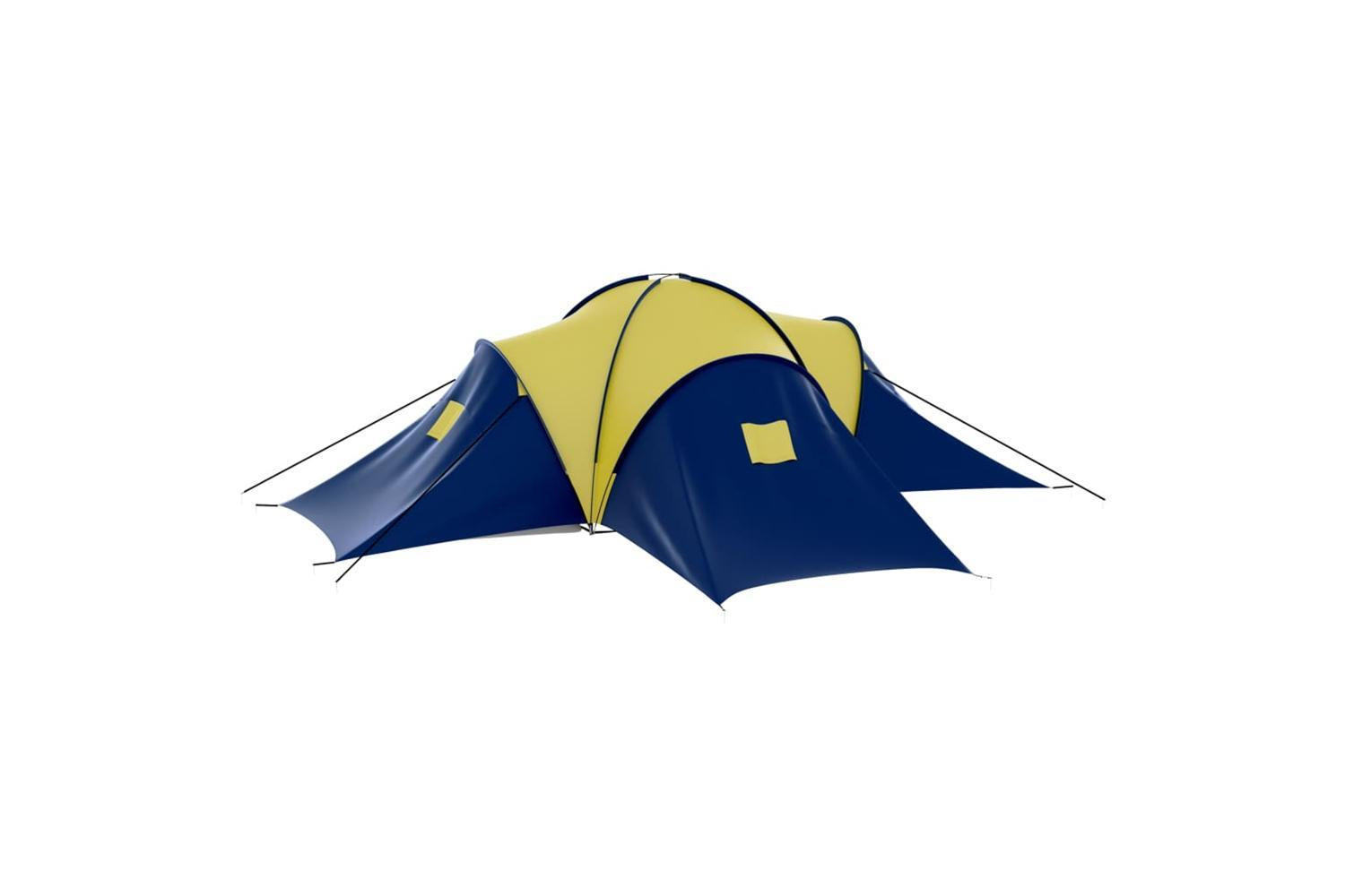 Vidaxl Camping Tent Polyester 9 Persons Blue-yellow-4