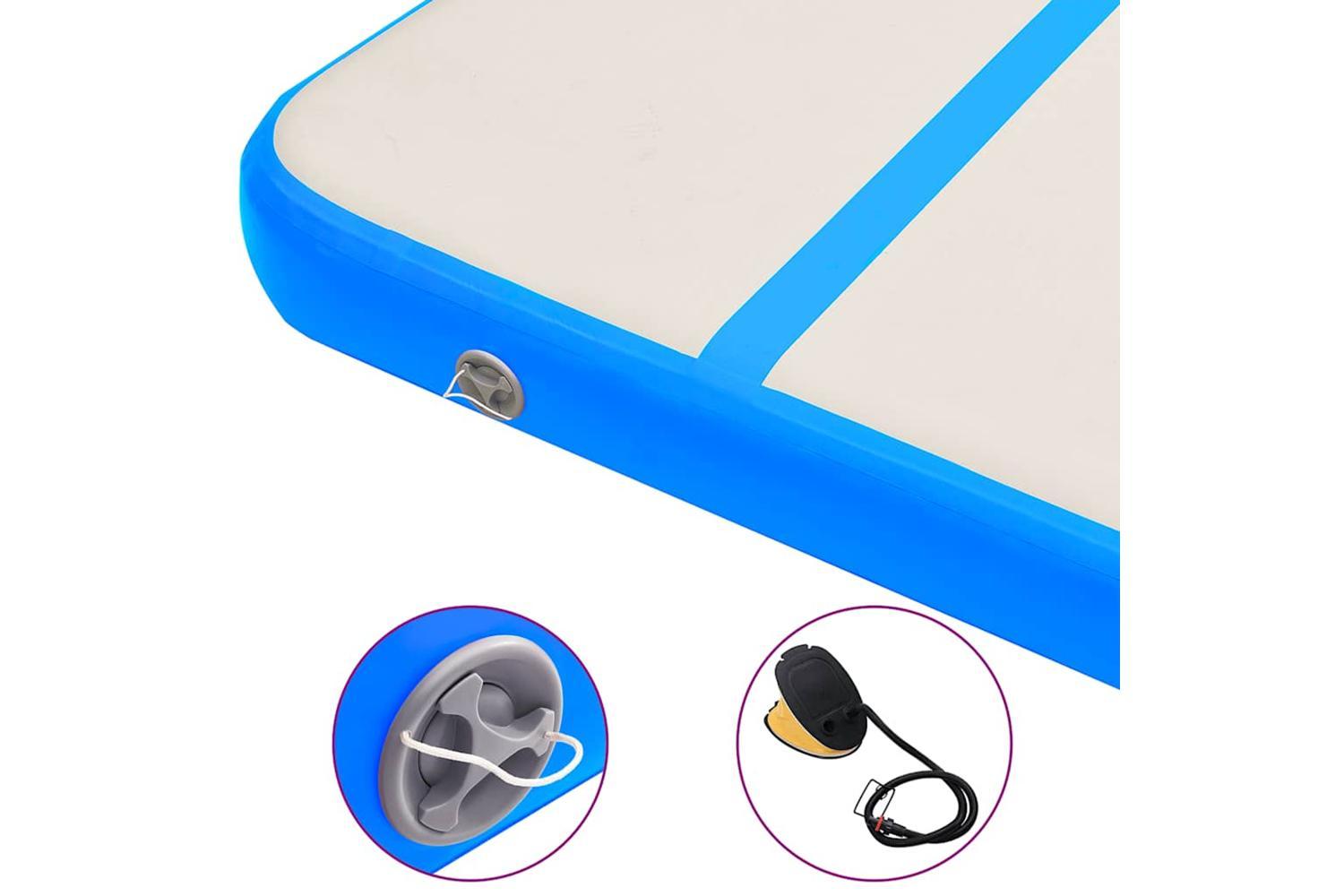 Vidaxl Inflatable Gymnastics Mat With Pump 800x100x15 Cm Pvc Blue-6