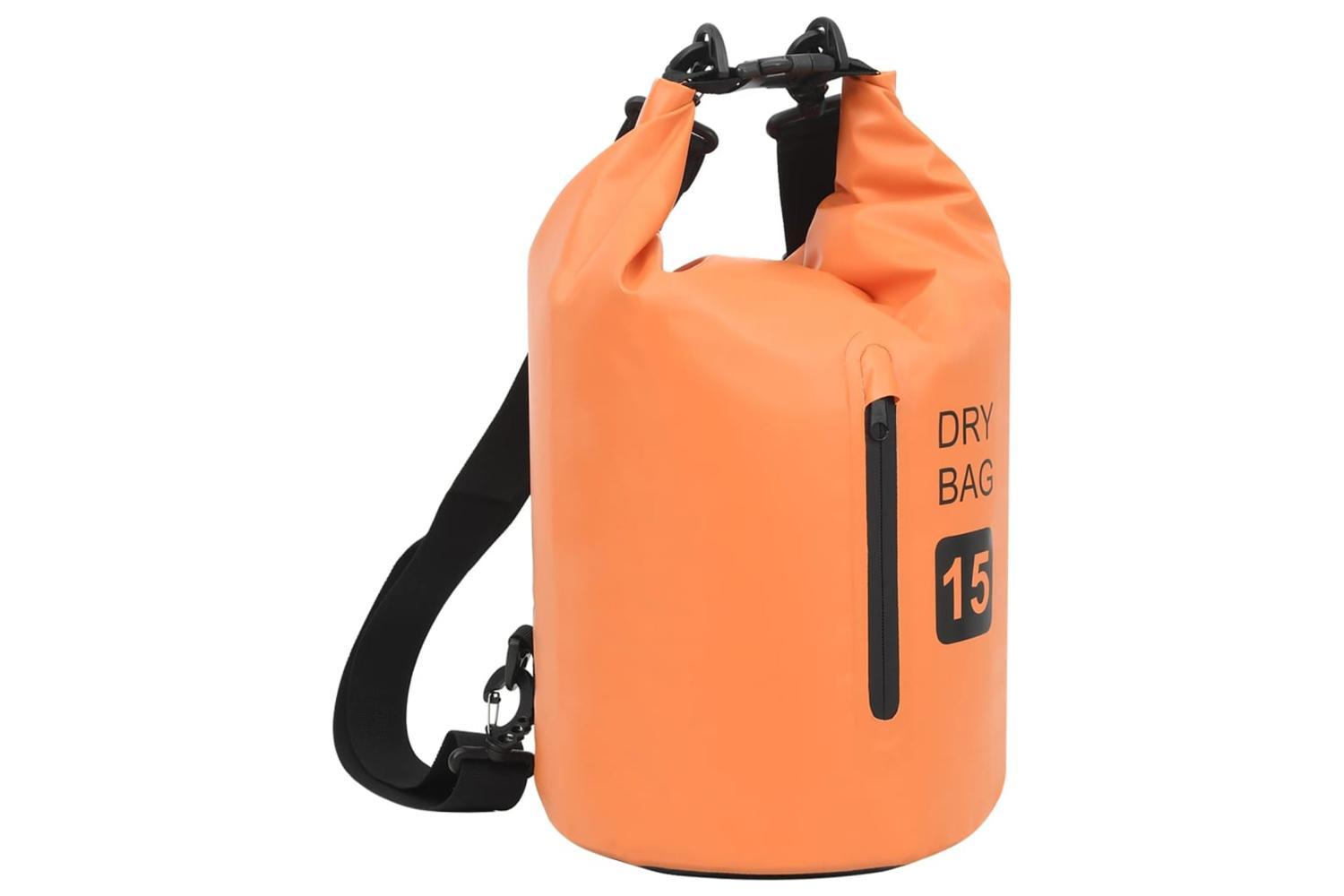 Vidaxl Dry Bag With Zipper Orange 15 L Pvc