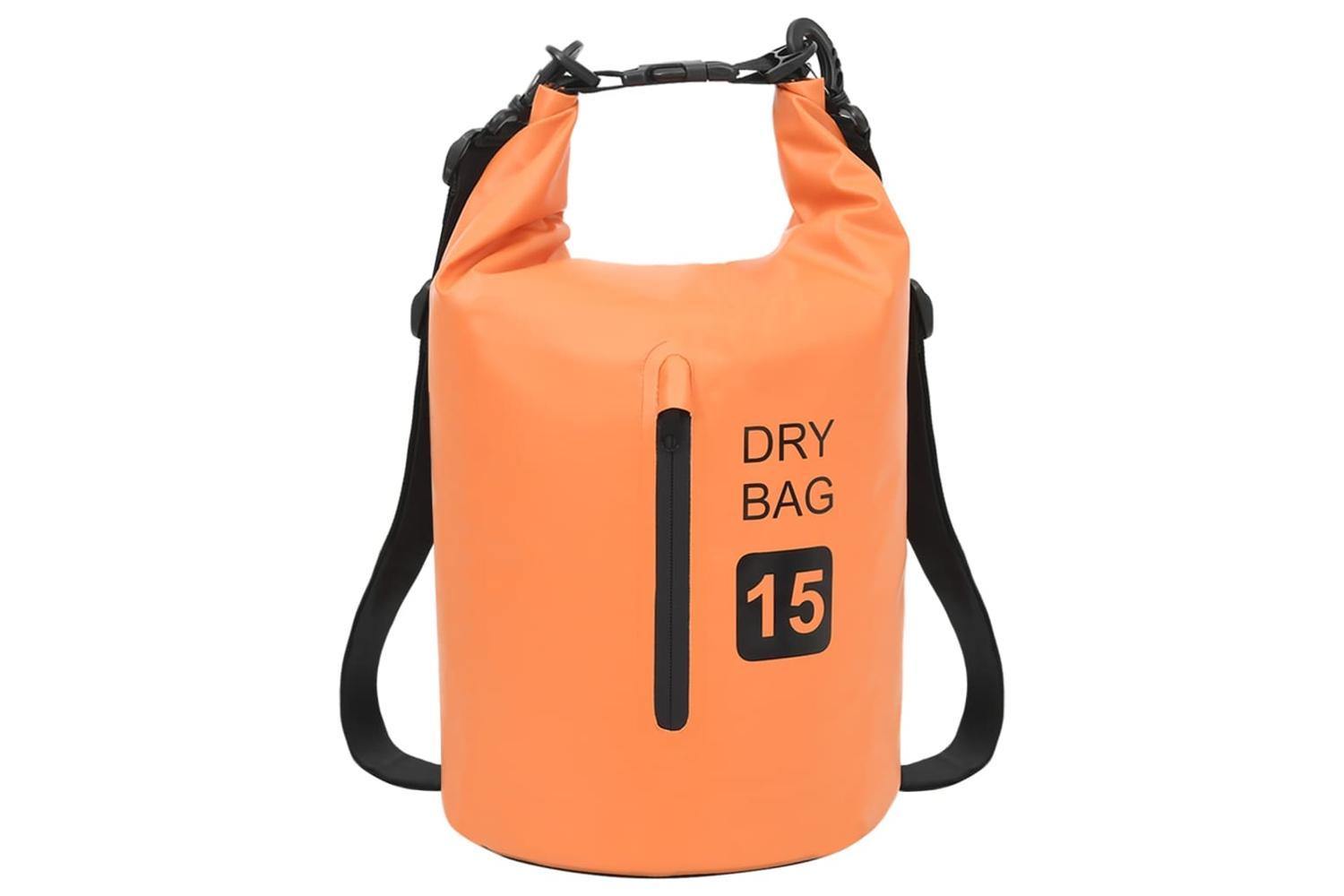 Vidaxl Dry Bag With Zipper Orange 15 L Pvc-2