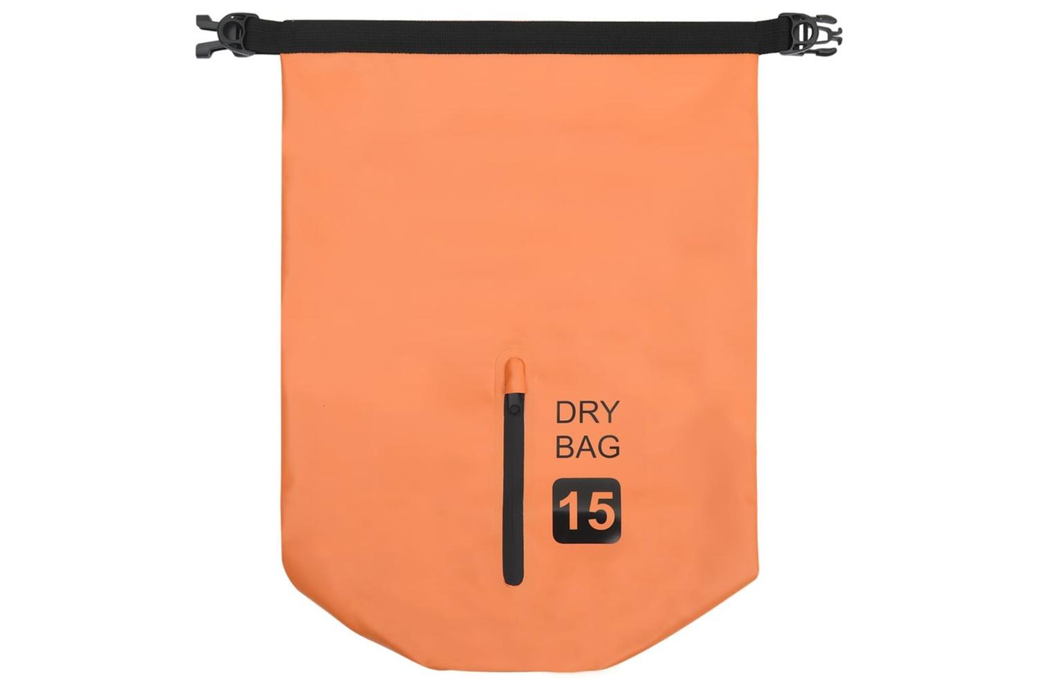 Vidaxl Dry Bag With Zipper Orange 15 L Pvc-3