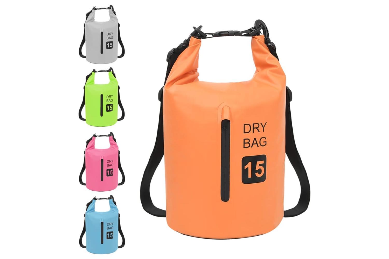 Vidaxl Dry Bag With Zipper Orange 15 L Pvc-9