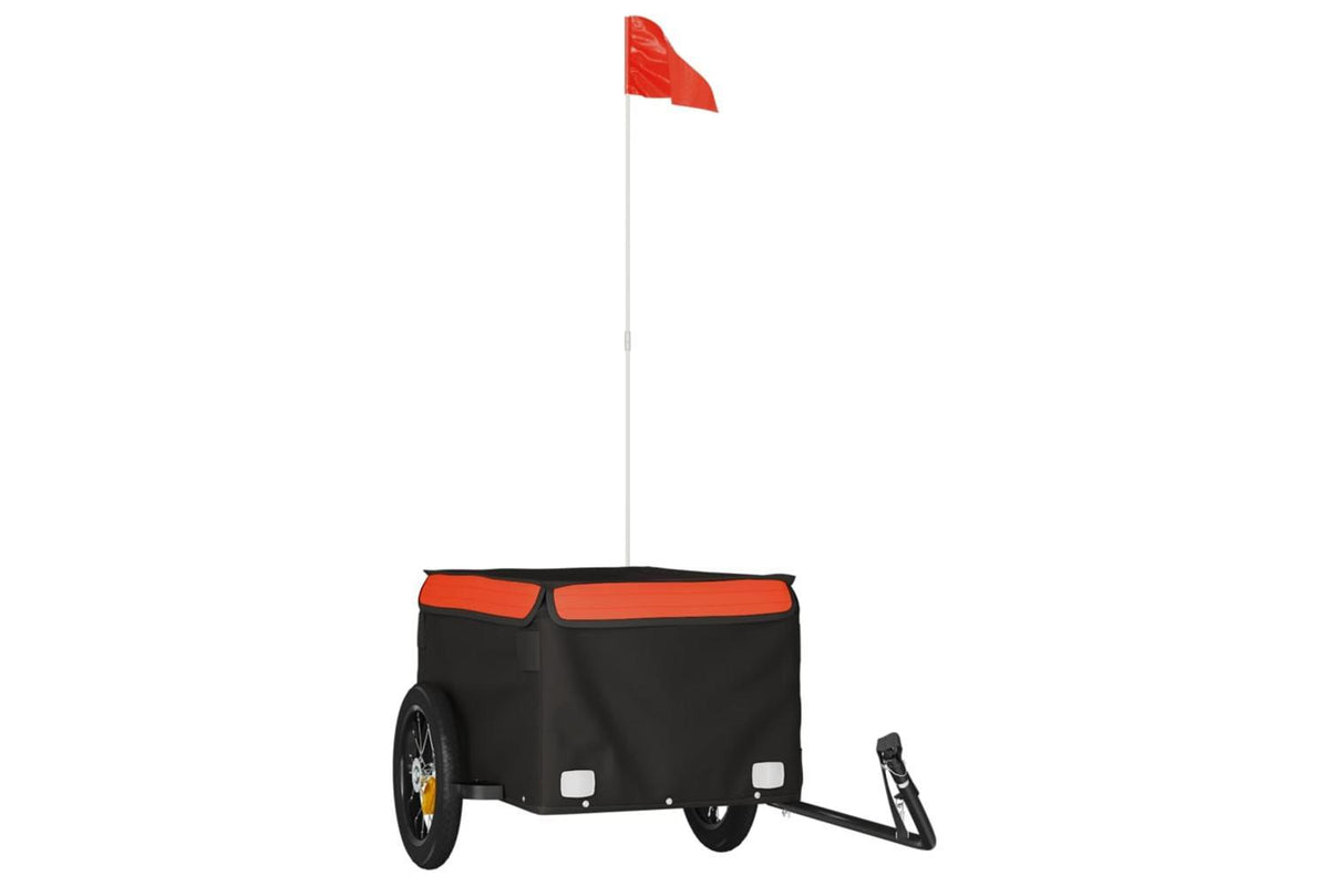 Vidaxl Bike Trailer Black And Orange 30 Kg Iron