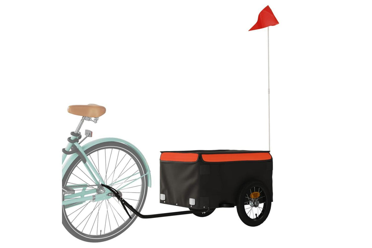 Vidaxl Bike Trailer Black And Orange 30 Kg Iron-3