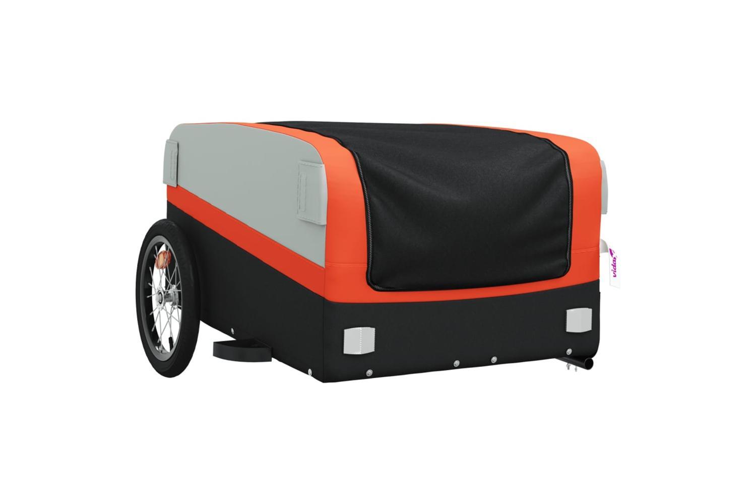 Vidaxl Bike Trailer Black And Orange 45 Kg Iron-4