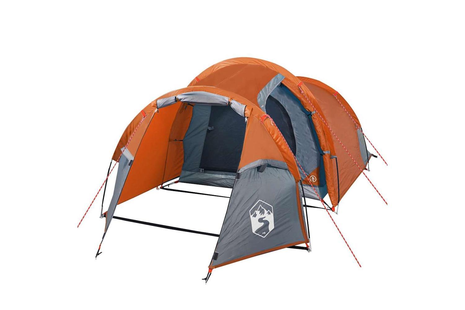 Vidaxl Camping Tent Tunnel 3-person Orange Waterproof-4