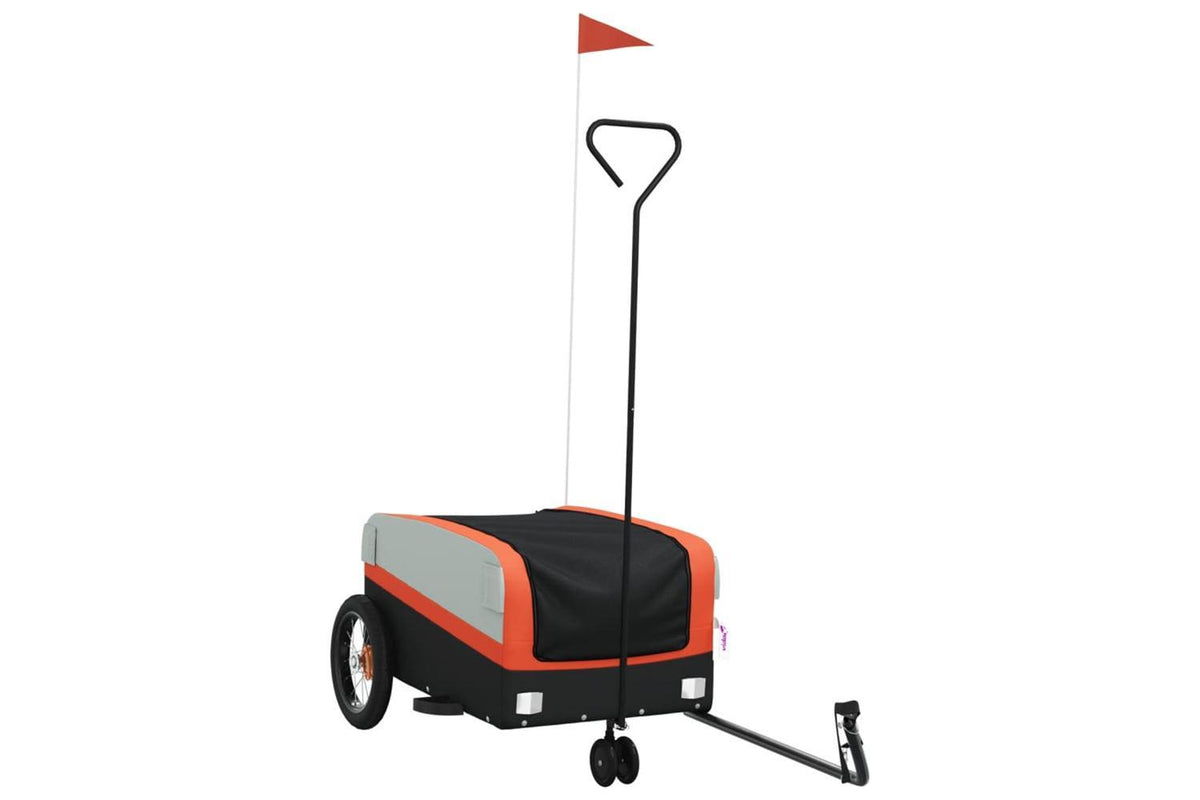 Vidaxl Bike Trailer Black And Orange 30 Kg Iron