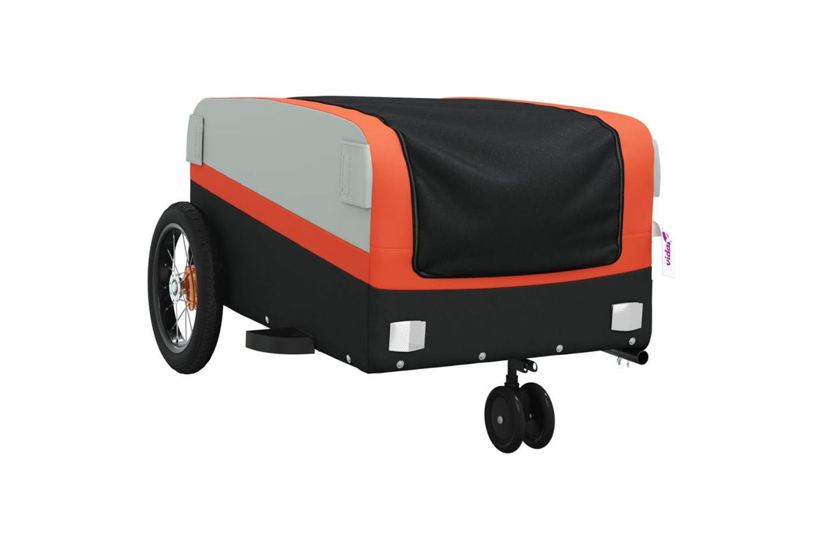 Vidaxl Bike Trailer Black And Orange 30 Kg Iron-4