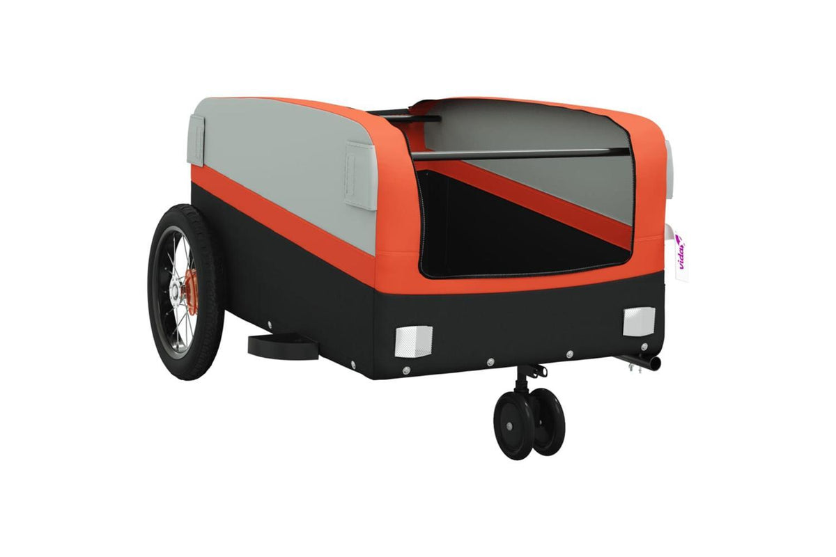 Vidaxl Bike Trailer Black And Orange 30 Kg Iron-5
